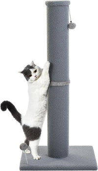 Cat Craft 41" Tall Short Plush Cat Scratching Post for Indoor Cats - Light Gray / Replaceable Carpet