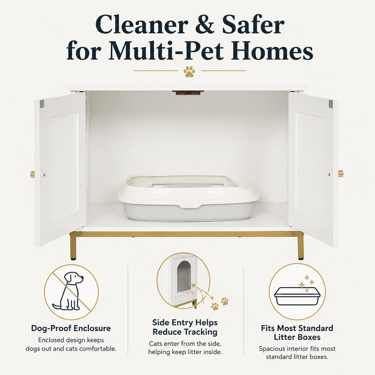 28.3" L Cat Litter Box Enclosure with Metal Frame - 28.3"L / White - image 3