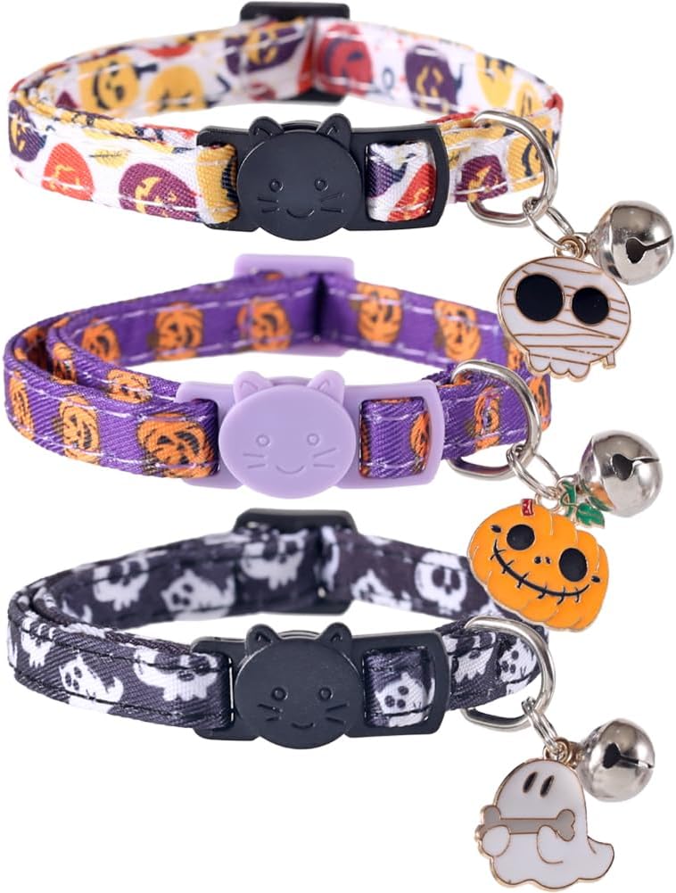 3 Pack Thanksgiving Cat Collar Fall Autumn Holiday with Bell Pendant – Essentials for Cats - Halloween