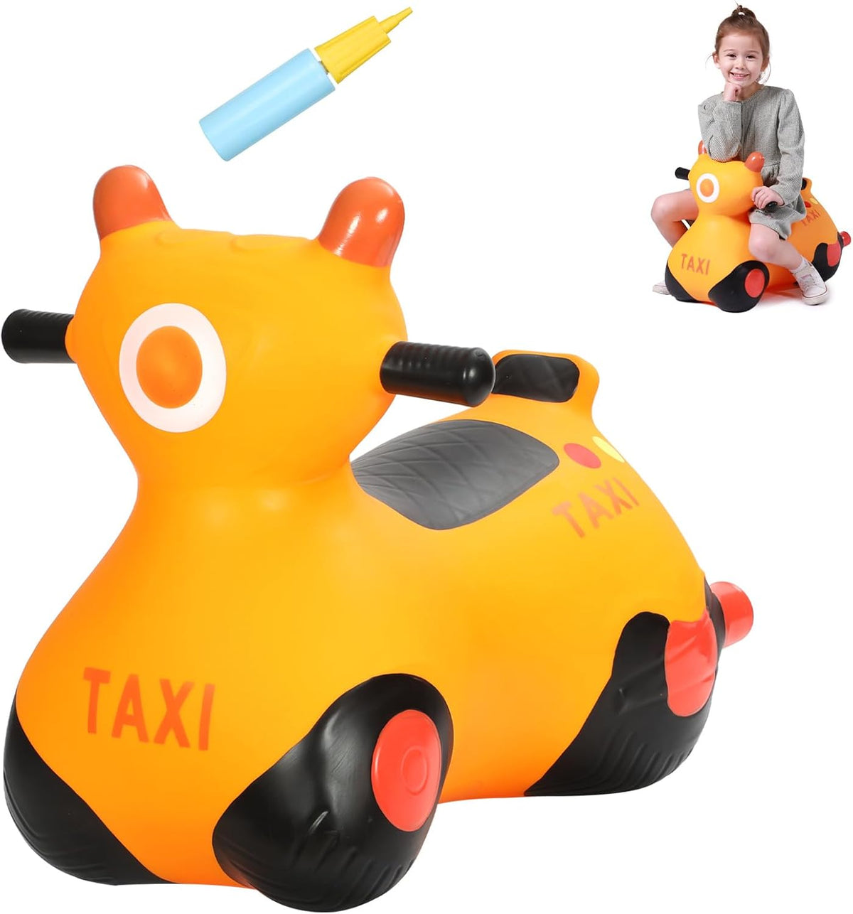 INPANY Bouncy Bull, Cow Hopper for Cowboys, Kid Gifts Toy - Orange Car