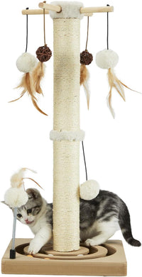 PEEKAB Cat Scratching Post Sisal Scratch Posts for Indoor Kittens - 30 inches Double Orbit