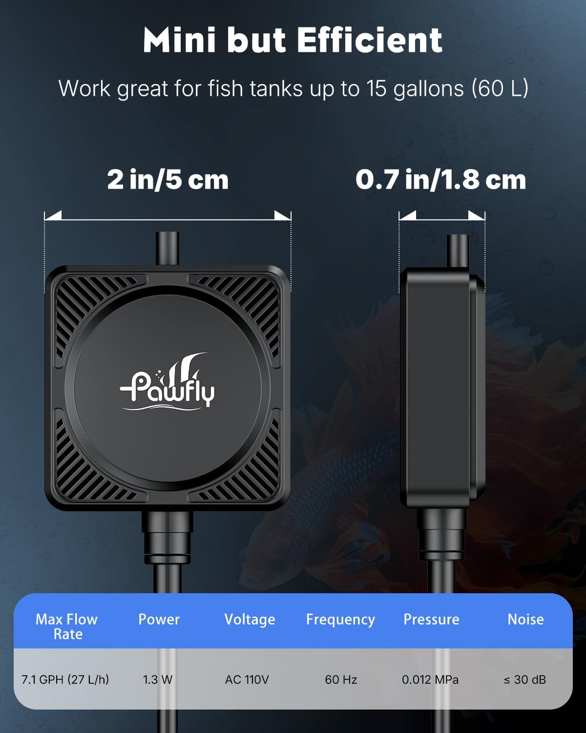 Pawfly Nano Silent Aquarium Air Pump - Air Pump Set + Filter - image 2