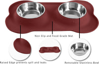 Hubulk Pet Dog Bowls 2 Stainless Steel Dog Bowl with No Spill - Burgundy / Medium - image 3