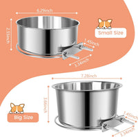 2 Pcs Stainless Steel Small Dog Crate Food Water Bowl - L (84 & 44 OZ) / Silver - image 2