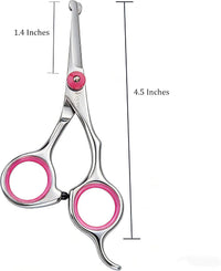 Pink 4.5 inch round tip dog grooming scissors with stainless steel blades - view 2