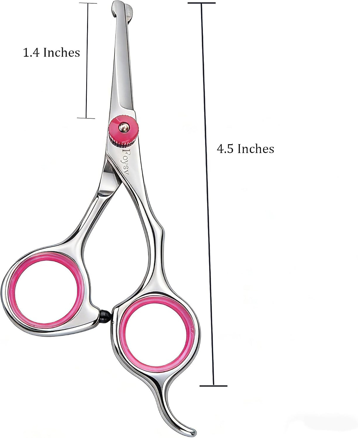 Pink 4.5 inch round tip dog grooming scissors with stainless steel blades - view 2