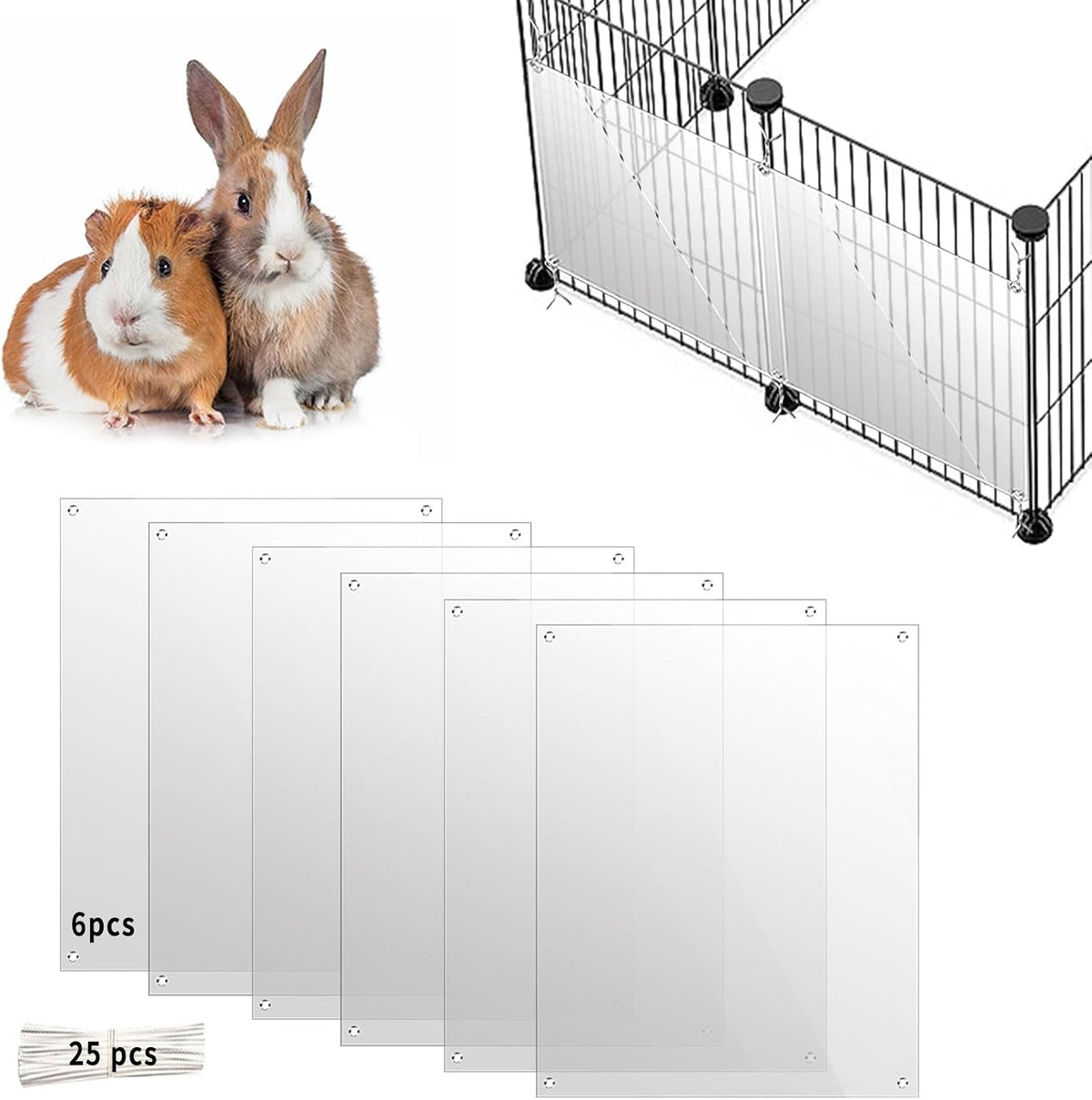 Oncpcare 12 Pack Rabbit Cage Urine Guard 10'' x 8.2'' Pet Plastic - 6pcs