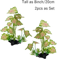 Aquarium Plant Fish Tank Decoration Small Plastic Artificial Plant - Rainforest Leafs-pink-large-set - image 2