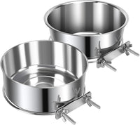 2 Pcs Stainless Steel Small Dog Crate Food Water Bowl - M (45 & 31 OZ) / Silver