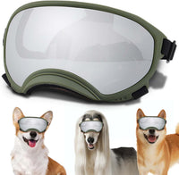 Medium Dog Sunglasses with Adjustable Strap UV Protection - Medium size-Army green frame silver lenses
