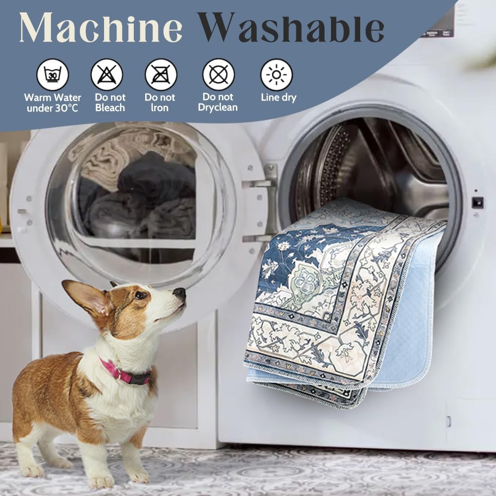 Washable Pee Pads for Dogs, Non-Slip Potty Pads - Navy & Ecru / 36"x36" (Pack of 2) - image 3