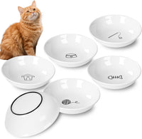 Non-Slip Cat Food Bowls, 6 Pack Whisker-Friendly Ceramic Bowls – Essentials for Cats - white