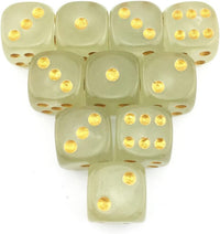 Smartdealspro 10-Pack D6 Six Sided Glow in The Dark Dice Die for DND - 16mm golden dots（10pcs） - image 3