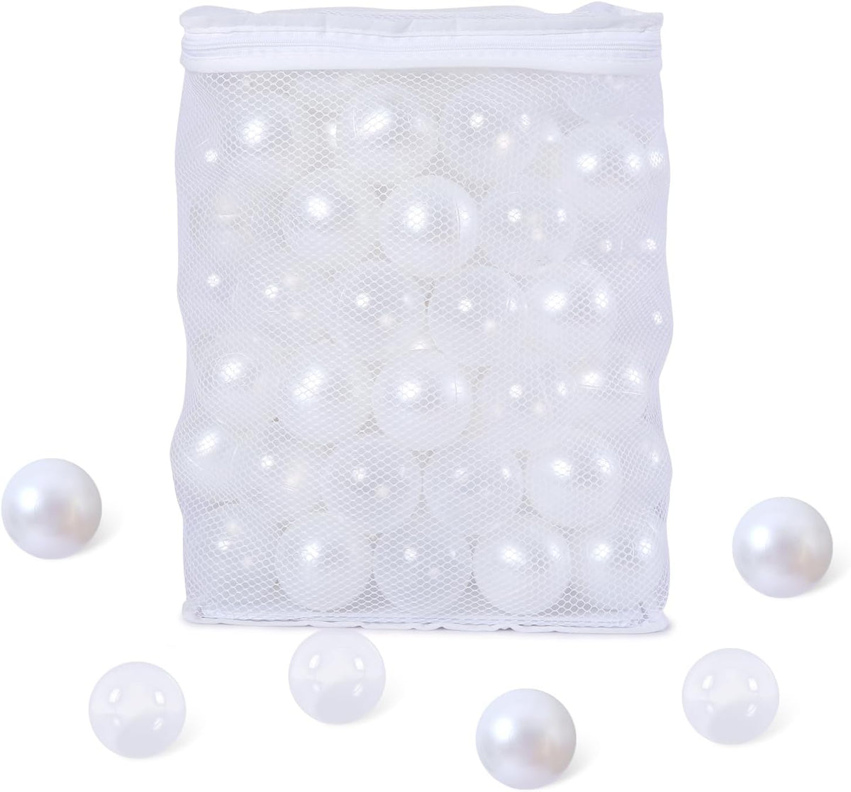 Ball Pit Balls for Kids, Plastic Refill 2.2 Inch Balls - Pear White+Clear