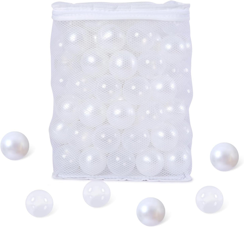 Ball Pit Balls for Kids, Plastic Refill 2.2 Inch Balls - Pear White+Clear