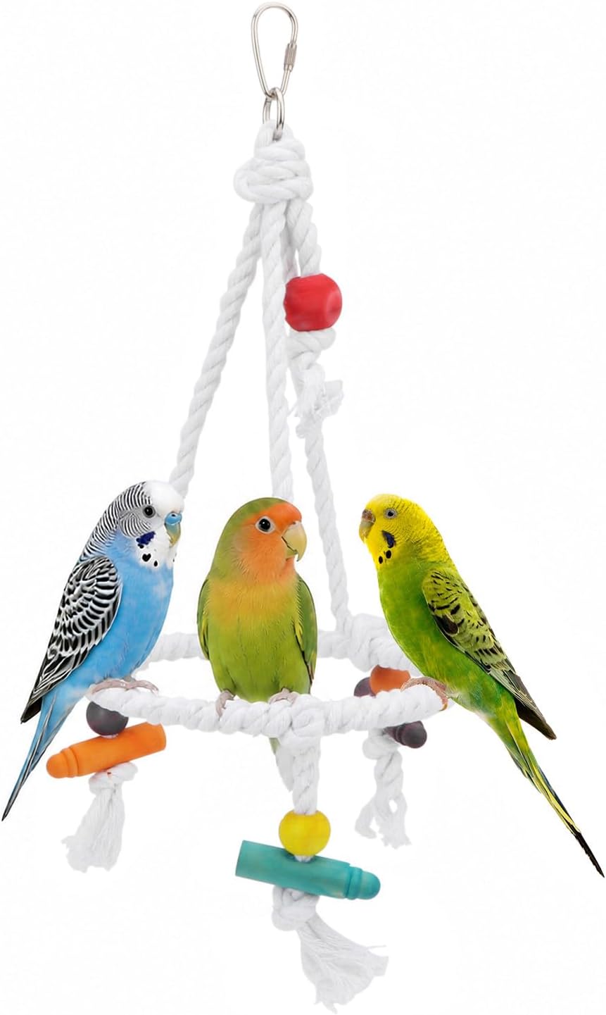Hypeety Bird Swing Multi Birds Cotton Rope Round Hanging Hammock