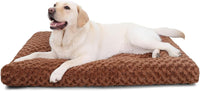 KSIIA Washable Dog Bed Medium Size Dog Crate Bed Plush Pet Mat - Brown / 35.0"L x 23.0"W x 3.5"Th