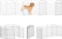 8 Panles Full Matel Freestanding Dog Gates with Door, 192"Extra Wide 32"Tall Free Standing Dog Pet Gate for Indoor & Outdoor. Foldable Pet Fences for Doorways, House, Stairs, Porch, Deck, Yard
