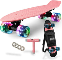 SKITCH Skateboards for Kids, Teens and Adults - [Bubblegum Pink] LED+