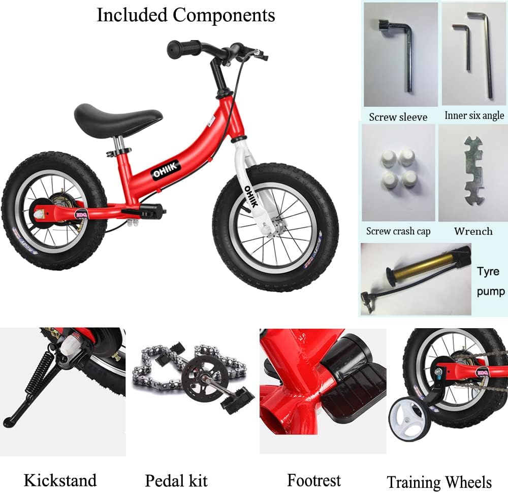 Balance Bike 2 in 1 for Kids 2 3 4 5 6 7 Years Old - Pink / 14 inch - image 4