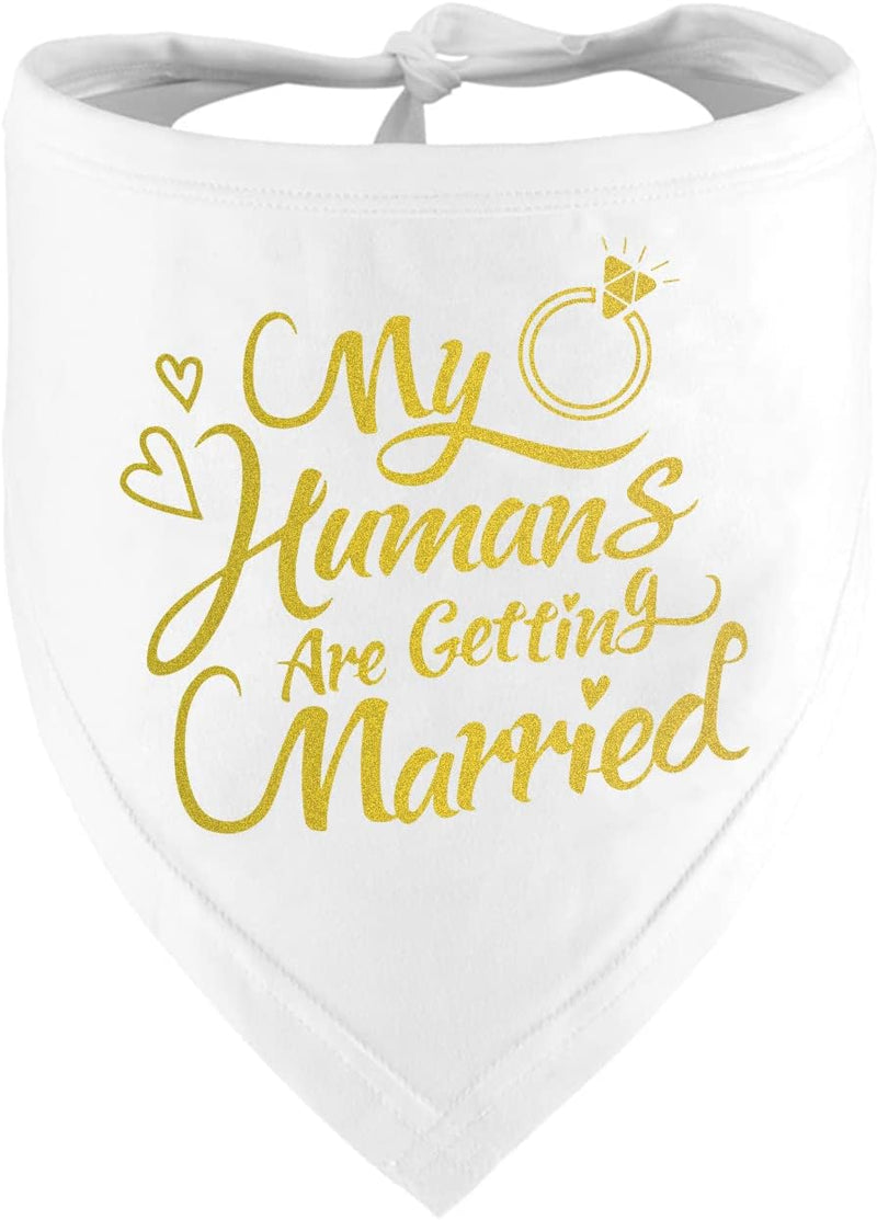 Engagement Gift, My Humans are Getting Married Dog Bandana - Gold