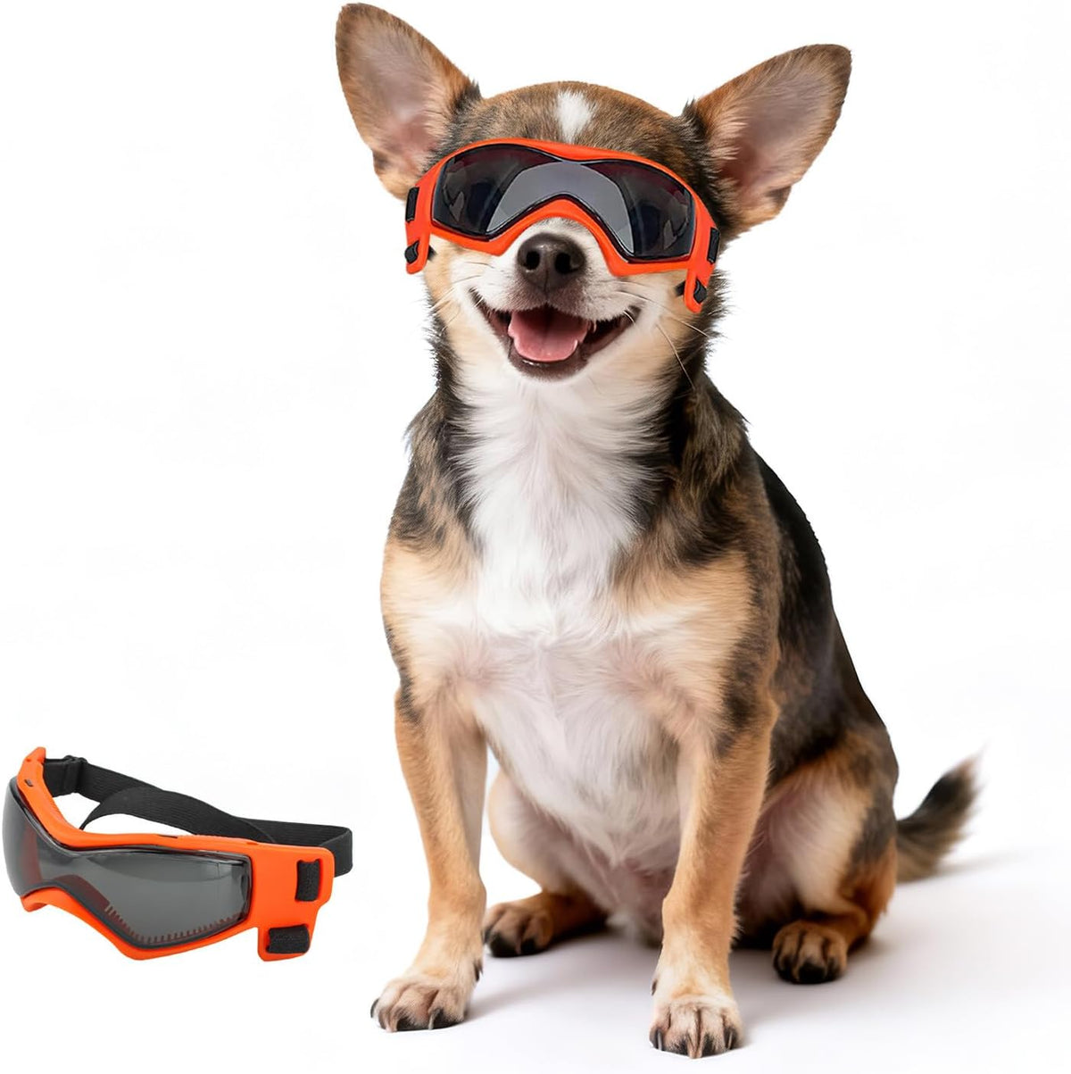Dog Goggles Small Breed, Dog Sunglasses UV Protection Puppy Eyewear for Small Pet Outdoor Riding - X-Small / Orange