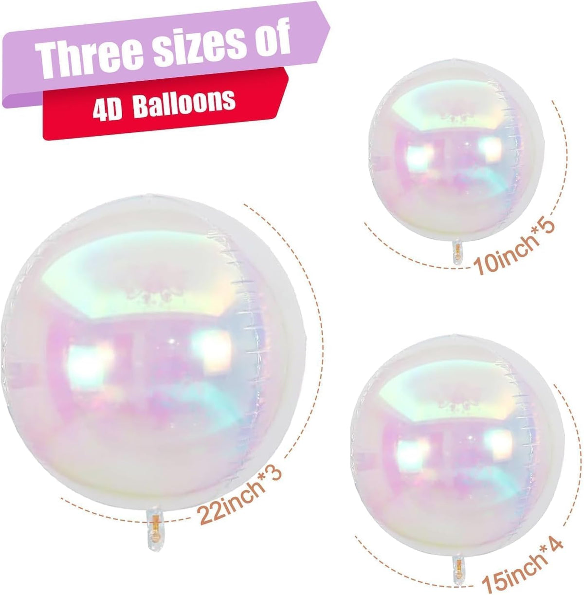 12PCS Iridescent Round Foil Balloons 22" 15" 10" Large Holographic - 22/15/10inch Iridescent - image 2