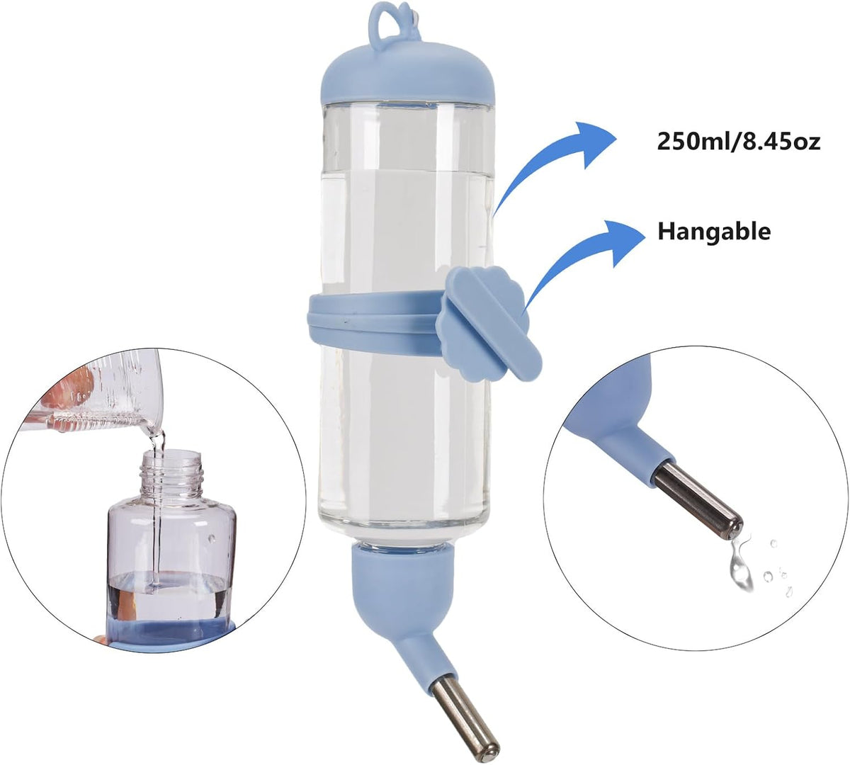 SANGLE SOPFFY Rabbit hay Feeder Small Animal Feeding Set with 350ml - blue - image 4