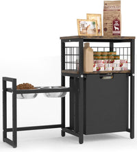 30.6Long x 26.2 High Elevated Dog Bowl Stand with Storage - Black