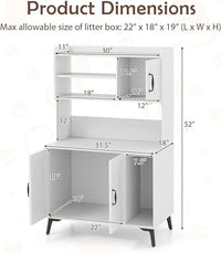 PETSITE Cat Litter Box Enclosure with Storage Shelf, 52 Inches Tall Modern Wooden Hidden Litter Box Furniture with Storage Shelving, Ideal for Indoor Cats (White)