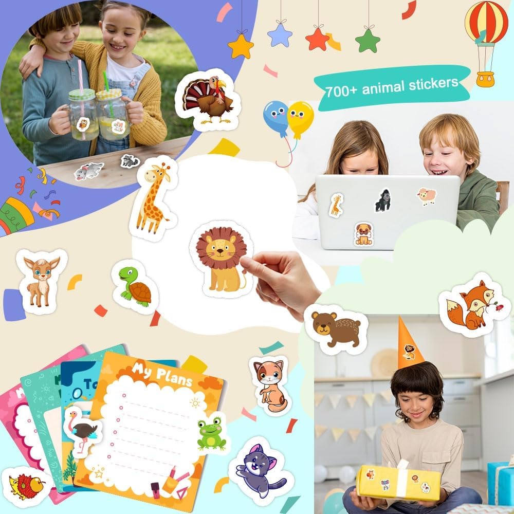 48 Sheets Stickers for Kids - 36 animal stickers - image 3