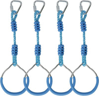 Swing Gymnastic Ring Warrior Obstacle Course Slackline Climb Trapeze - 4 Pack / Light Blue