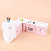 1:12 Scale Dollhouse Kitchen Furniture Set, Fridge, Sink - Brown - image 3