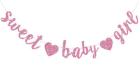 BEISHIDA Pre-Strung Glitter Champagne Girl Baby Banner Baby Shower - pink