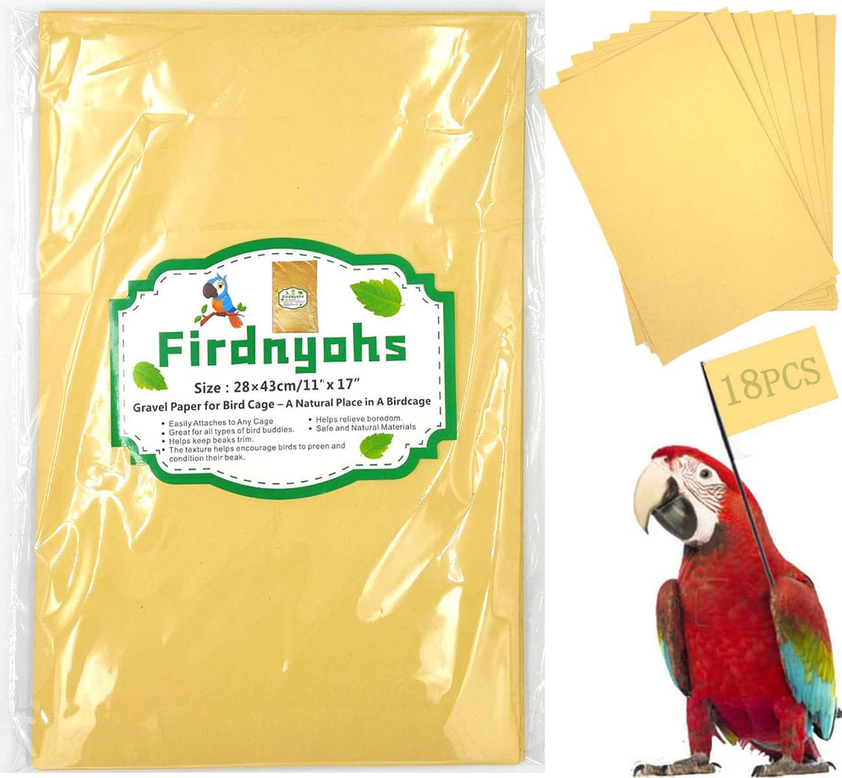 Firdnyohs 25PCS Gravel Paper for Bird Cage - 11" x 17"