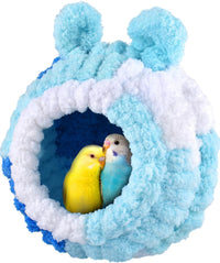 KATUMO Bird Nest, Small Sun Conure Breeding House Parrotlet Snuggle Hut Lovebird Bed for Conure - L (Blue)