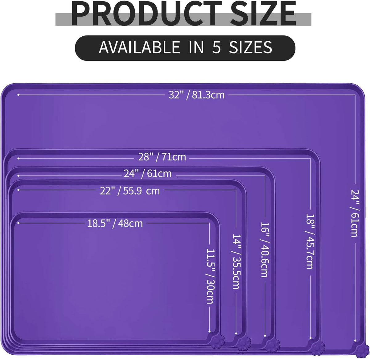 Reopet Silicone Pet Feeding Mat - Purple / 18.5" x 11.5" - image 2