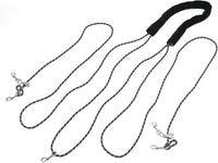 QWORK Adjustable Horse Training and Lunging Aid with Rear Fleece Cover, Navy/Red, Encourages Proper Head Carriage and Comfortable Stretching, Durable Braided Nylon Rope with Metal Clips,