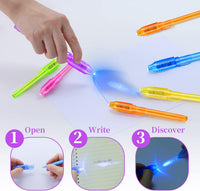 30 Pieces Invisible Ink Pen with UV Light Spy Pen Magic Marker Party - 30B