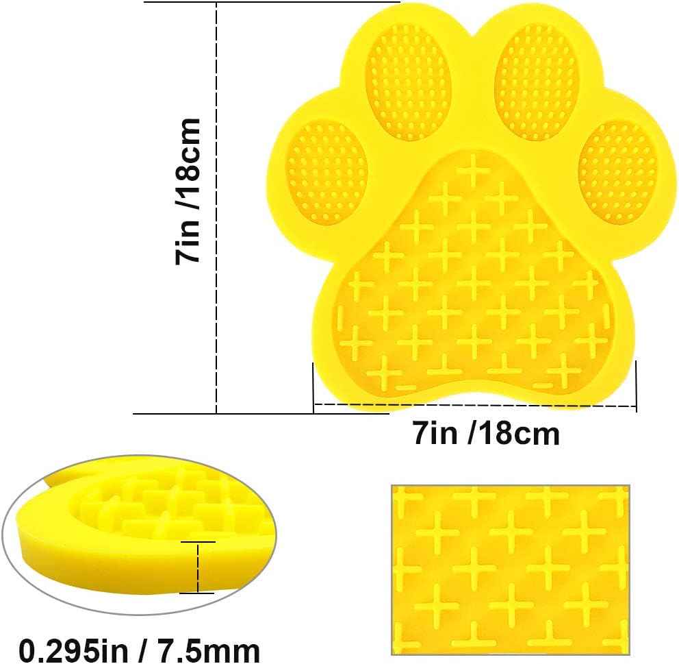 Dog Lick Pad, Dog Feeding Mats Slow Eating Pet Mat with Super Suction for Dogs Licking Peanut - Yellow - image 2