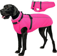 Dog Coat for Large Dogs Waterproof Dog Jacket with Harness Built in – Essentials for Dogs - XX-Large / Rose Red