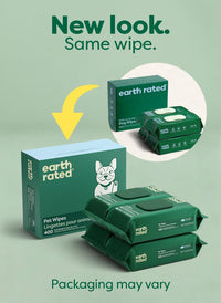 Earth Rated Dog Wipes for Paws & Butt, Deodorizing - White Tea Basil / 400 Grooming Wipes - image 2