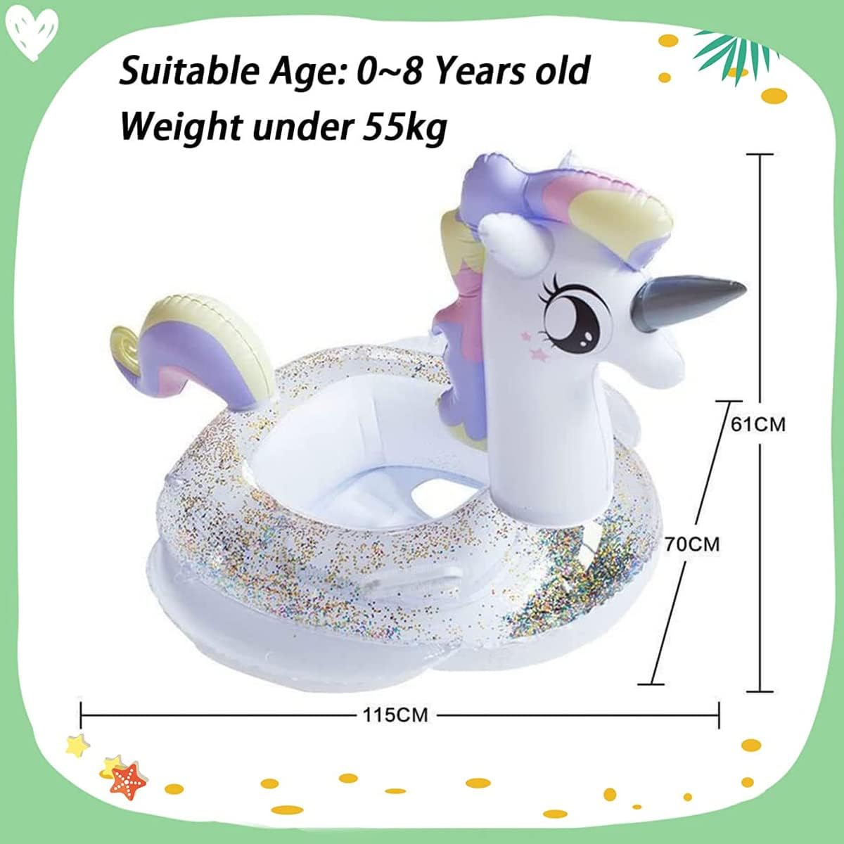 Umbresen Baby Swimming Float - Sequins Unicorn - image 2