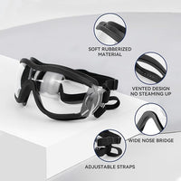 Pack of 2 Dog Goggles Dog Sunglasses for Medium to Large Breed Anti-UV Eye Protection with Adjustable Straps- Silver & Transparent