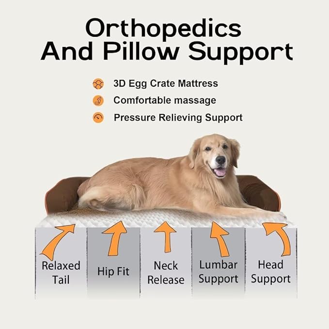 Small Dog Bed Waterproof Orthopedic Dog Beds for Medium Sized Dogs Comfy Pet Cat Bed with Sides, Washable Removable Cover