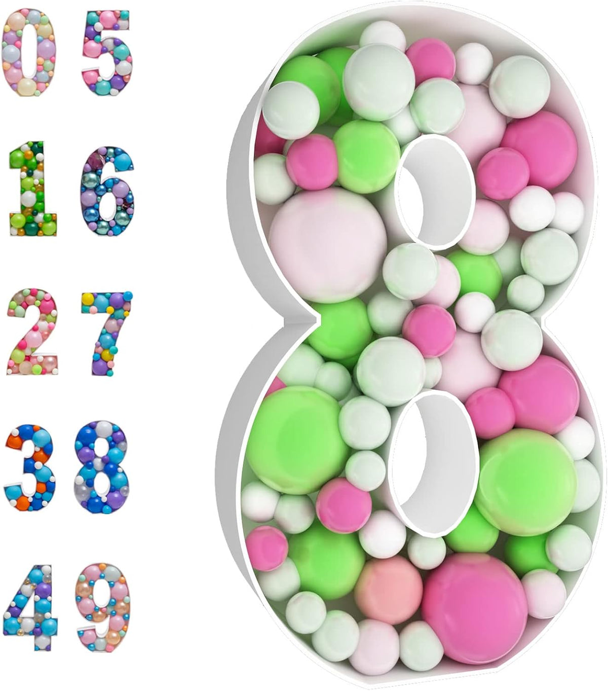JoyBox Design 3FT DIY Mosaic Balloon Number 1 Frame - Number 8