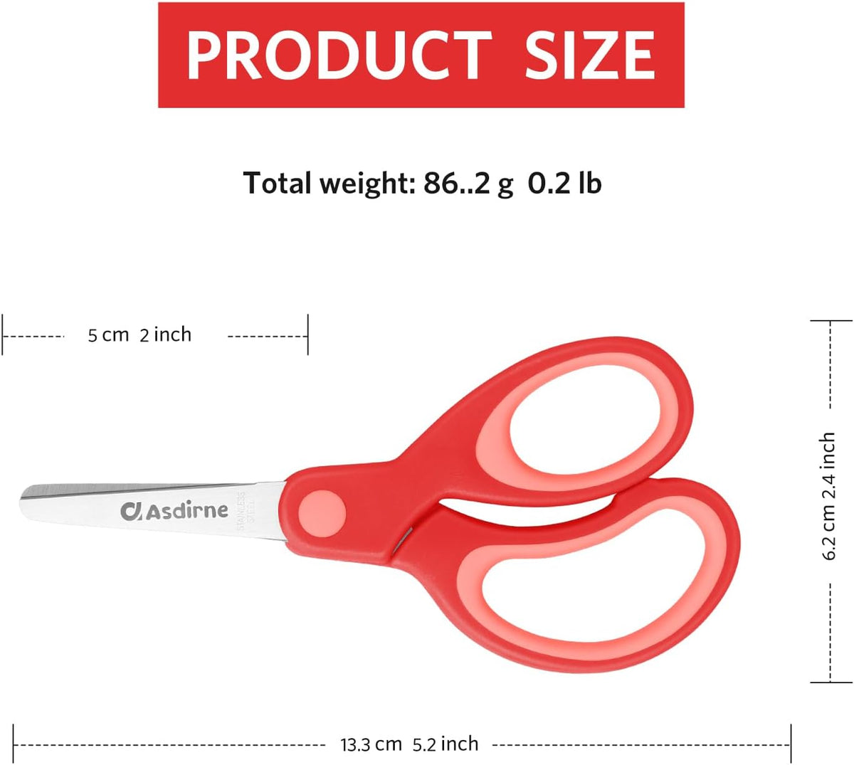 Asdirne right-handed kids safety scissors, three pairs with blunt tips and soft grips in assorted co - view 4