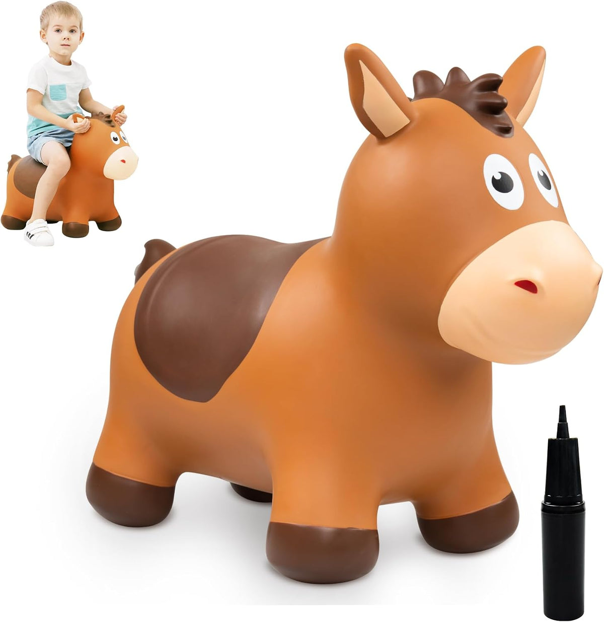 ZOOJOY Inflatable Horse Hopping Toy - Brown Horse
