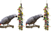 Wood Bird Chewing Toys-Blocks Parrot Tearing Toys Best for Finch - style 11 (Pack of 2)