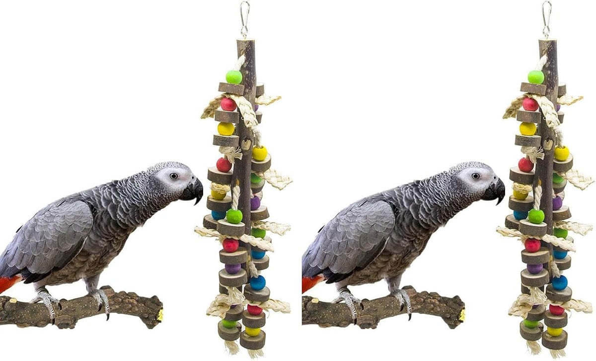 Wood Bird Chewing Toys-Blocks Parrot Tearing Toys Best for Finch - style 11 (Pack of 2)